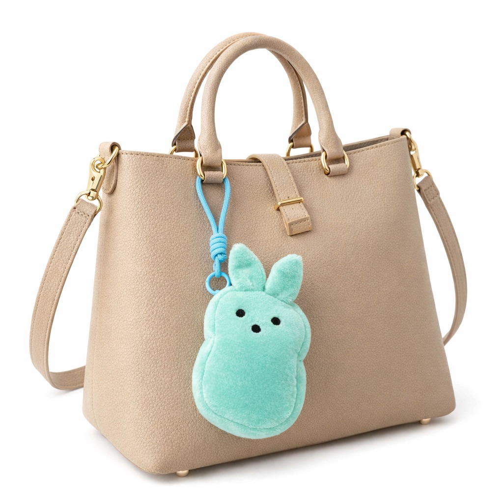 Cute Teal Peep Bunny Bag Charm Mini Coin Purse Keychain 5.5” Plush - New
